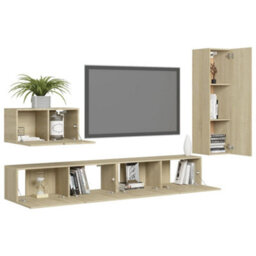 Berkfield 4 Piece Tv Cabinet Set Sonoma Oak Engineered Wood - thumbnail 3