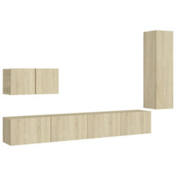 Berkfield 4 Piece Tv Cabinet Set Sonoma Oak Engineered Wood - thumbnail 2