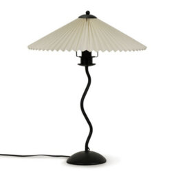 Valuelights Black Metal Wavy Single Stem Table Lamp With White Origami Pleated Shade - Bulb Included