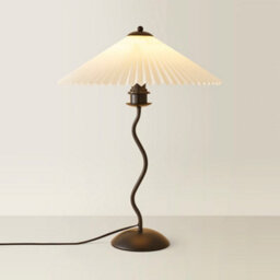 Valuelights Black Metal Wavy Single Stem Table Lamp With White Origami Pleated Shade - Bulb Included - thumbnail 4