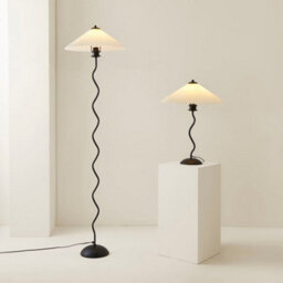 Valuelights Black Metal Wavy Single Stem Table Lamp With White Origami Pleated Shade - Bulb Included - thumbnail 7