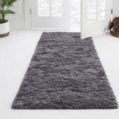 Aspire Homeware Non-Slip Grey Shaggy Rug Soft Fluffy Washable, Hallways And Entryways Runner, (L)220Cm X (W)60Cm - image 1