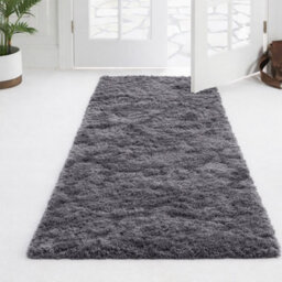 Aspire Homeware Non-Slip Grey Shaggy Rug Soft Fluffy Washable, Hallways And Entryways Runner, (L)220Cm X (W)60Cm - thumbnail 1