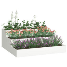 Berkfield Garden Planter White 90 X 90 X 35 Cm Steel - thumbnail 3