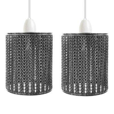 2 Pack Brushed Silver Metal Easy Fit Drum Cage Ceiling Light Shade Hollow Out Lamp Shade For Ceiling Pendant Light - image 1