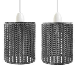 2 Pack Brushed Silver Metal Easy Fit Drum Cage Ceiling Light Shade Hollow Out Lamp Shade For Ceiling Pendant Light - thumbnail 1