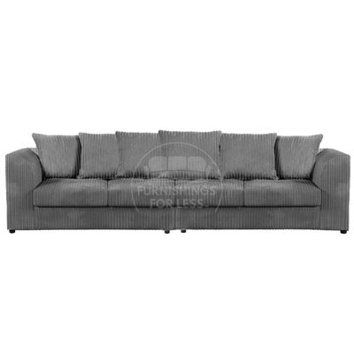Furnishings For Less UK Luxor Long Fabric Jumbo Cord 4 Seater Sofa - Scatter Back Grey - image 1