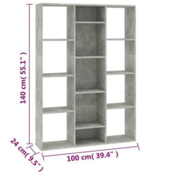 Berkfield Room Divider/book Cabinet Concrete Grey 100X24X140 Cm Engineered Wood - thumbnail 7