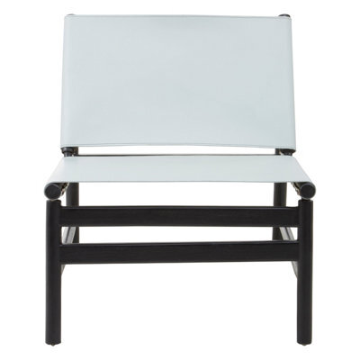 Orsina Grey Plain Cow Leather Chair With Black Wooden Frame,armchair With Curved Legs,ideal For Outdoor Spaces - image 1