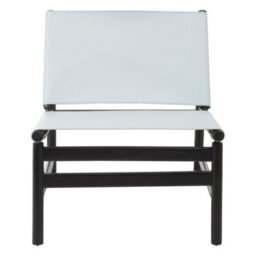 Orsina Grey Plain Cow Leather Chair With Black Wooden Frame,armchair With Curved Legs,ideal For Outdoor Spaces - thumbnail 6