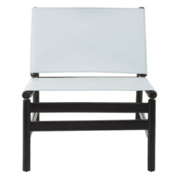 Orsina Grey Plain Cow Leather Chair With Black Wooden Frame,armchair With Curved Legs,ideal For Outdoor Spaces