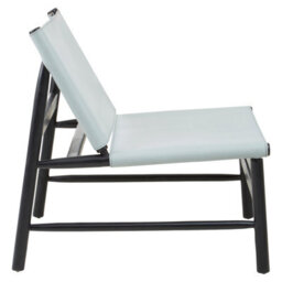 Orsina Grey Plain Cow Leather Chair With Black Wooden Frame,armchair With Curved Legs,ideal For Outdoor Spaces - thumbnail 4