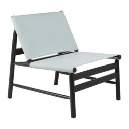 Orsina Grey Plain Cow Leather Chair With Black Wooden Frame,armchair With Curved Legs,ideal For Outdoor Spaces - thumbnail 3