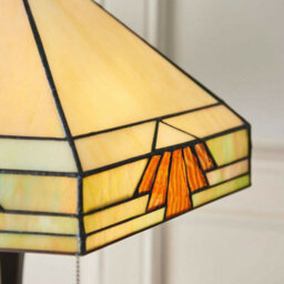 Medium Tiffany Glass Table Lamp - Art Deco Design - Dark Bronze Finish - thumbnail 2