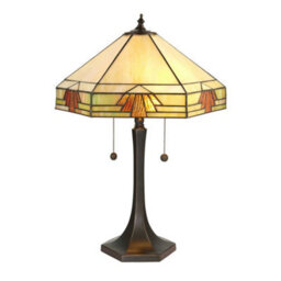 Medium Tiffany Glass Table Lamp - Art Deco Design - Dark Bronze Finish - thumbnail 5