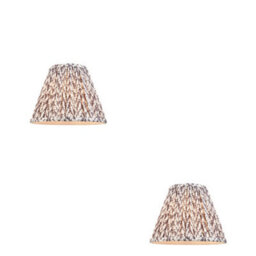 Loops Elegant Set Of 2 Handcrafted 25Cm Tapered Cylinder Lamp Shades In Pearl Grey Fabric