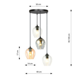 Emibig Lighting Emibig Istar Pendant Lamp  4 X E27 Black With Transparent, Graphite And Amber Shade - thumbnail 8
