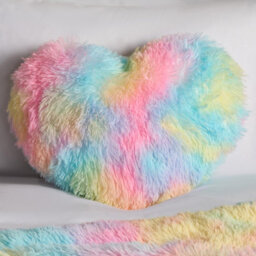 Ohs Tie Dye Heart Shaped Fluffy Fleece Scatter Cushion Novelty Decorative Pillow - thumbnail 2