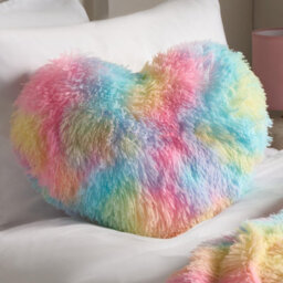Ohs Tie Dye Heart Shaped Fluffy Fleece Scatter Cushion Novelty Decorative Pillow - thumbnail 1