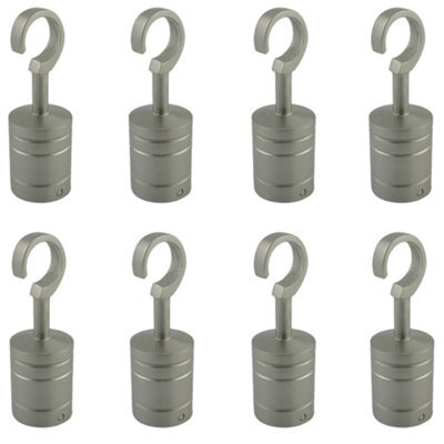 Ropeservices Uk 8 X 24mm Satin Nickel Decking Rope Hook Fittings Fixings Barrier Set - image 1