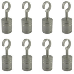 Ropeservices Uk 8 X 24mm Satin Nickel Decking Rope Hook Fittings Fixings Barrier Set