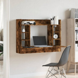 Berkfield Wall-Mounted Desk Smoked Oak 105X48X75 Cm Engineered Wood - thumbnail 3