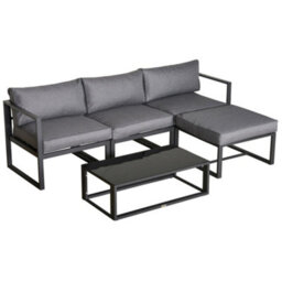 Outsunny 5-Piece Outdoor Patio Set Padded Cushion Coffee Table Aluminum Tube - thumbnail 2