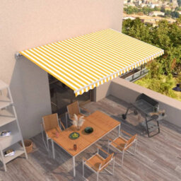 Berkfield Manual Retractable Awning 500X300 Cm Yellow And White