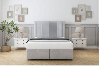 "Comfort The Foxy Silver Naples Ottoman Bed Base With 26"" Strutted Headboard 4' Small Double" - image 1