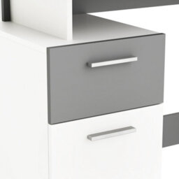 FurniComp LTD Furnicomp Corte 1 Door 1 Drawer White And Graphite Grey Office Desk With Hutch - thumbnail 5