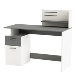 FurniComp LTD Furnicomp Corte 1 Door 1 Drawer White And Graphite Grey Office Desk With Hutch - thumbnail 4