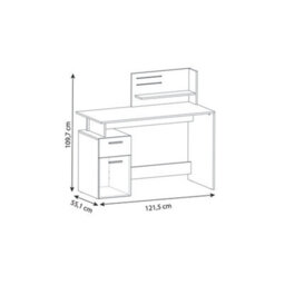 FurniComp LTD Furnicomp Corte 1 Door 1 Drawer White And Graphite Grey Office Desk With Hutch - thumbnail 7