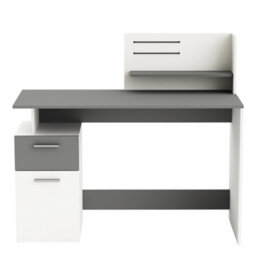 FurniComp LTD Furnicomp Corte 1 Door 1 Drawer White And Graphite Grey Office Desk With Hutch - thumbnail 3