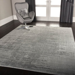 Grey Luxurious Modern Easy To Clean Abstract Viscose Wool Rug For Living Room, Bedroom - 168Cm X 244Cm - thumbnail 2