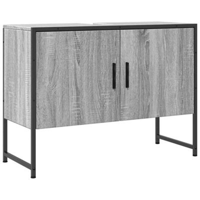 Berkfield Sturdy Bathroom Sink Cabinet Grey Sonoma 80X33X60 Cm Engineered Wood