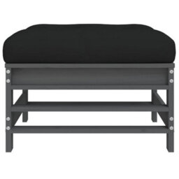 Walplus Garden Outdoor Footstool With Cushion Grey Solid Wood Pine - thumbnail 4