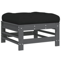 Walplus Garden Outdoor Footstool With Cushion Grey Solid Wood Pine - thumbnail 5