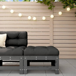 Walplus Garden Outdoor Footstool With Cushion Grey Solid Wood Pine