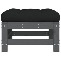 Walplus Garden Outdoor Footstool With Cushion Grey Solid Wood Pine - thumbnail 3