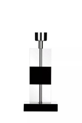 Orsina Elegant Black Crystal Lamp Base, Sculpted Crystal Table Lamp Base, Rectangular Glass Lamp Stand For Lounge
