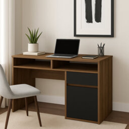 Decorotika Isla Computer Desk Walnut Black - thumbnail 3