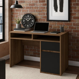 Decorotika Isla Computer Desk Walnut Black - thumbnail 2