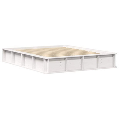 Berkfield Modern Bed Frame With Lift-Up Storage In White, 160 X 200 Cm, Solid Pine. - image 1