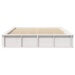 Berkfield Modern Bed Frame With Lift-Up Storage In White, 160 X 200 Cm, Solid Pine. - thumbnail 5