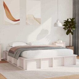 Berkfield Modern Bed Frame With Lift-Up Storage In White, 160 X 200 Cm, Solid Pine. - thumbnail 2