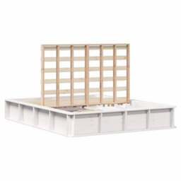 Berkfield Modern Bed Frame With Lift-Up Storage In White, 160 X 200 Cm, Solid Pine. - thumbnail 3