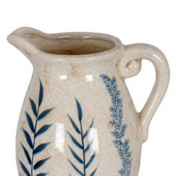 Hill Interiors Large Blue Flora Olpe Jug Vase - Ceramic - L18 X W20 X H28 Cm - White - thumbnail 2