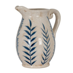Hill Interiors Large Blue Flora Olpe Jug Vase - Ceramic - L18 X W20 X H28 Cm - White - thumbnail 1