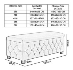 150Cm Empire Ottoman Storage Box With Wooden Legs, Mustard Gold Velvet Upholstered Chesterfield Footstool Storage Ottoman Box - thumbnail 3