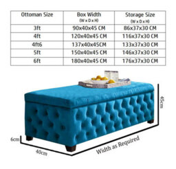 150Cm Empire Ottoman Storage Box With Wooden Legs, Mustard Gold Velvet Upholstered Chesterfield Footstool Storage Ottoman Box - thumbnail 2